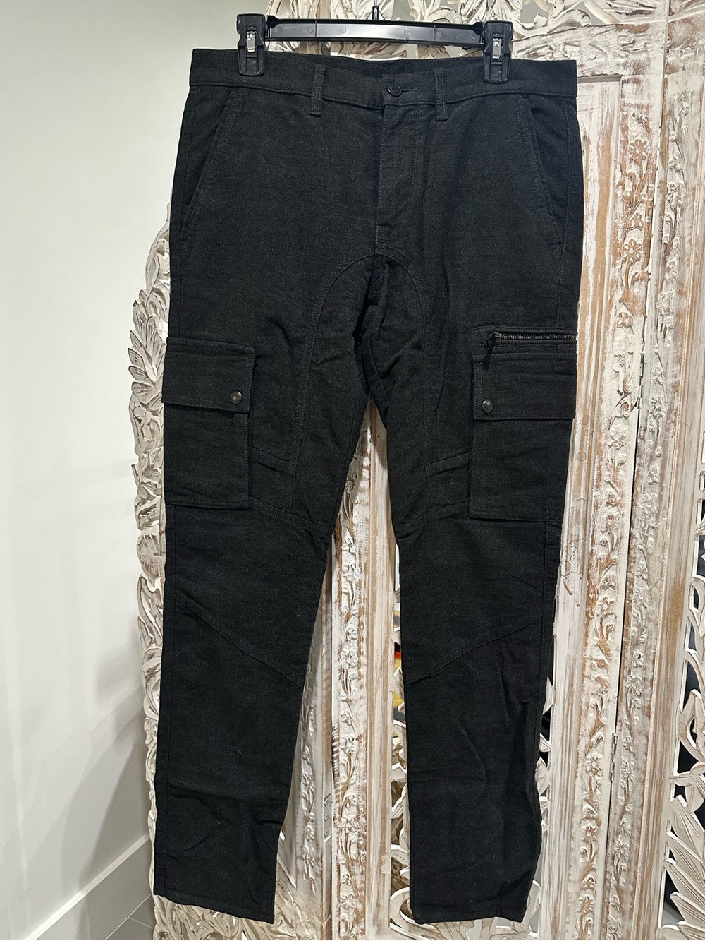 Belstaff charcoal wool Cargo Trousers with Utility Pockets